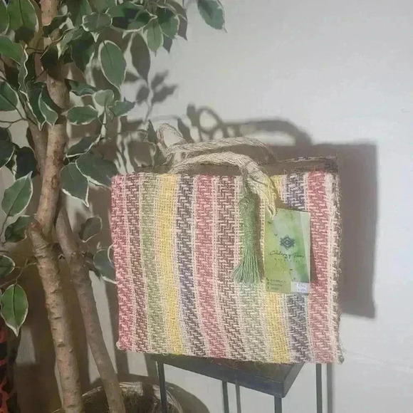 Ixtle Woven Bag By Cellulose And Fibsas Naturals Mexico Medium Size Colorful New - Picture 1 of 12